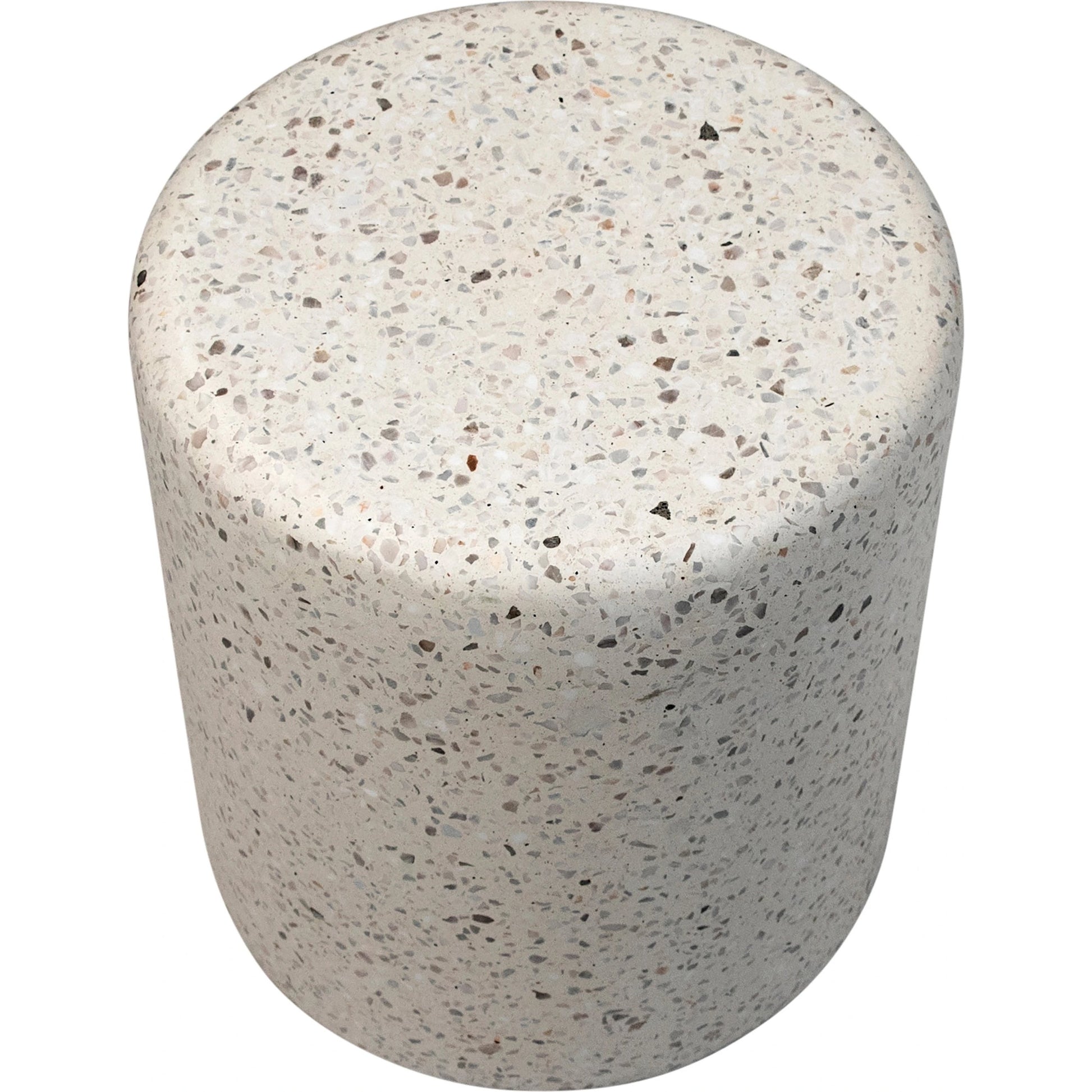 Yara Terrazzo Outdoor Side Table by Arch & Plane in white and off-white terrazzo. Made from terrazzo in a modern style.