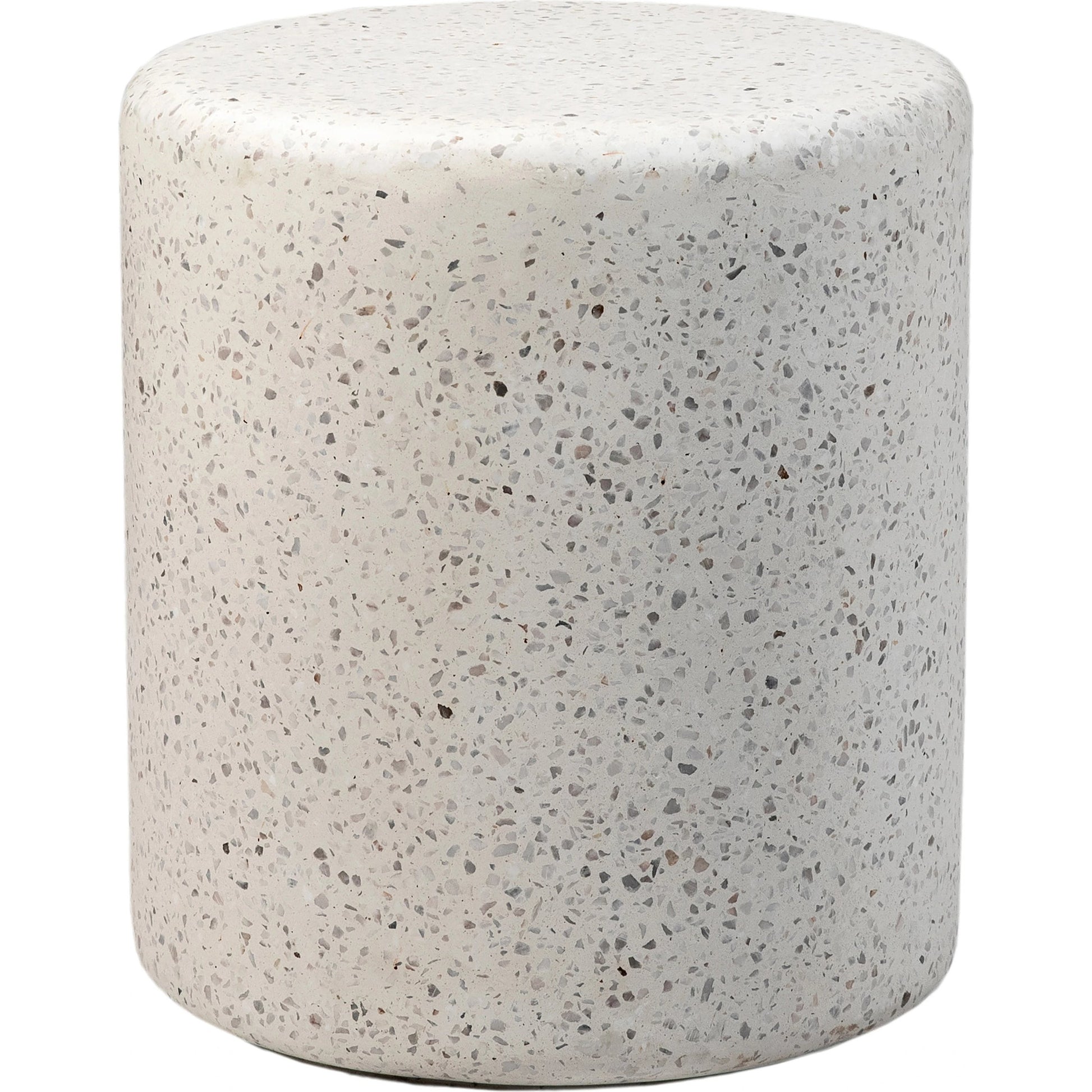 Yara Terrazzo Outdoor Side Table by Arch & Plane in white and off-white terrazzo. Made from terrazzo in a modern style.