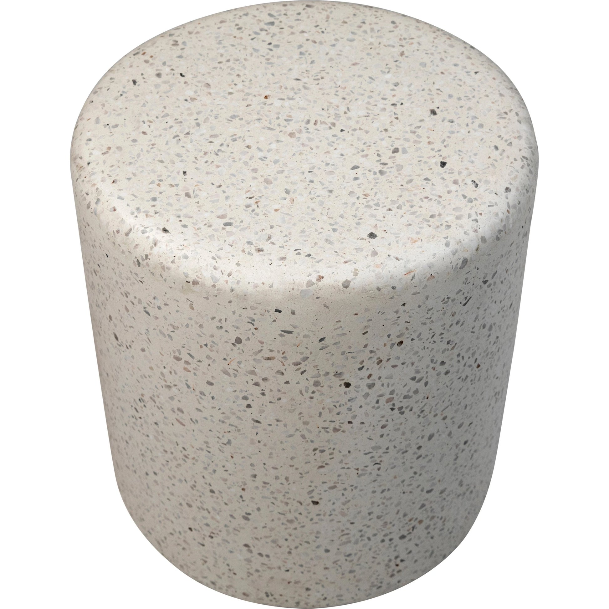 Yara Terrazzo Outdoor Side Table by Arch & Plane in white and off-white terrazzo. Made from terrazzo in a modern style.