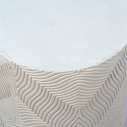 Breann Outdoor Side Table by Arch & Plane in white finish. Made from concrete in a modern style.