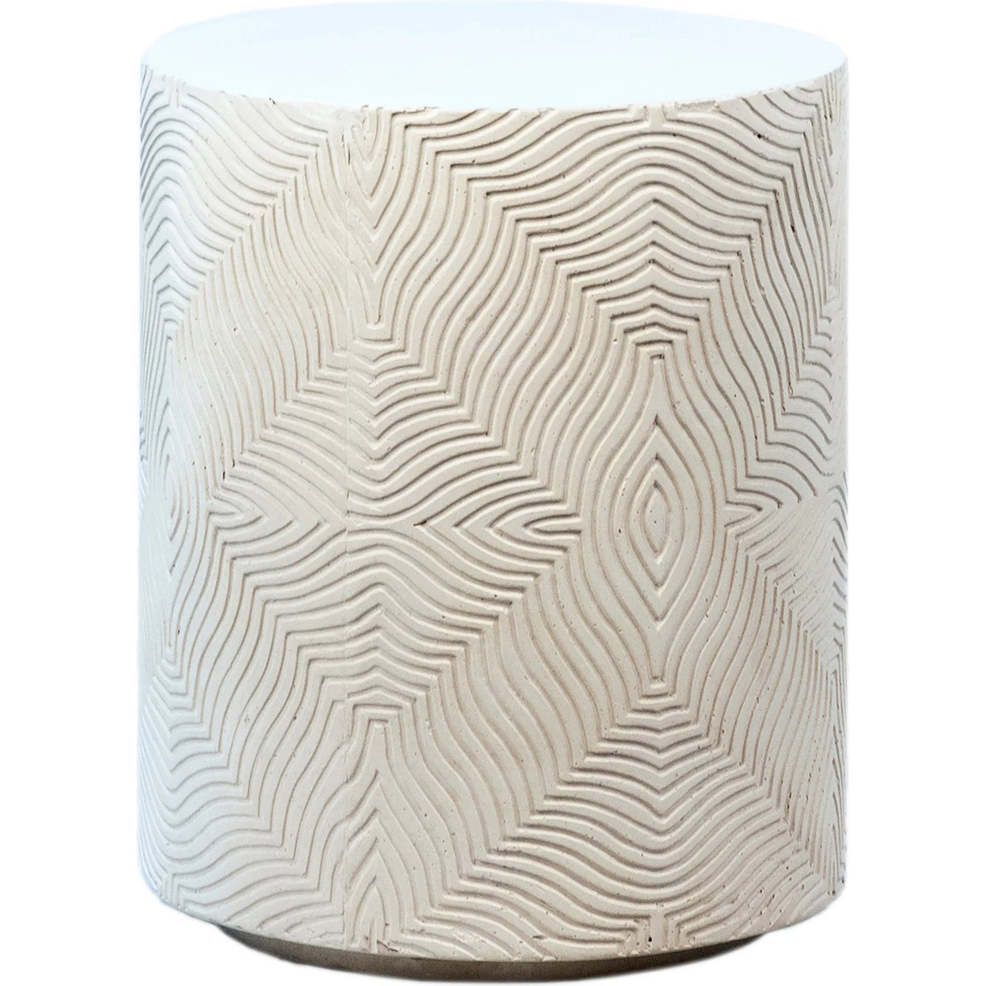Breann Outdoor Side Table by Arch & Plane in white finish. Made from concrete in a modern style.
