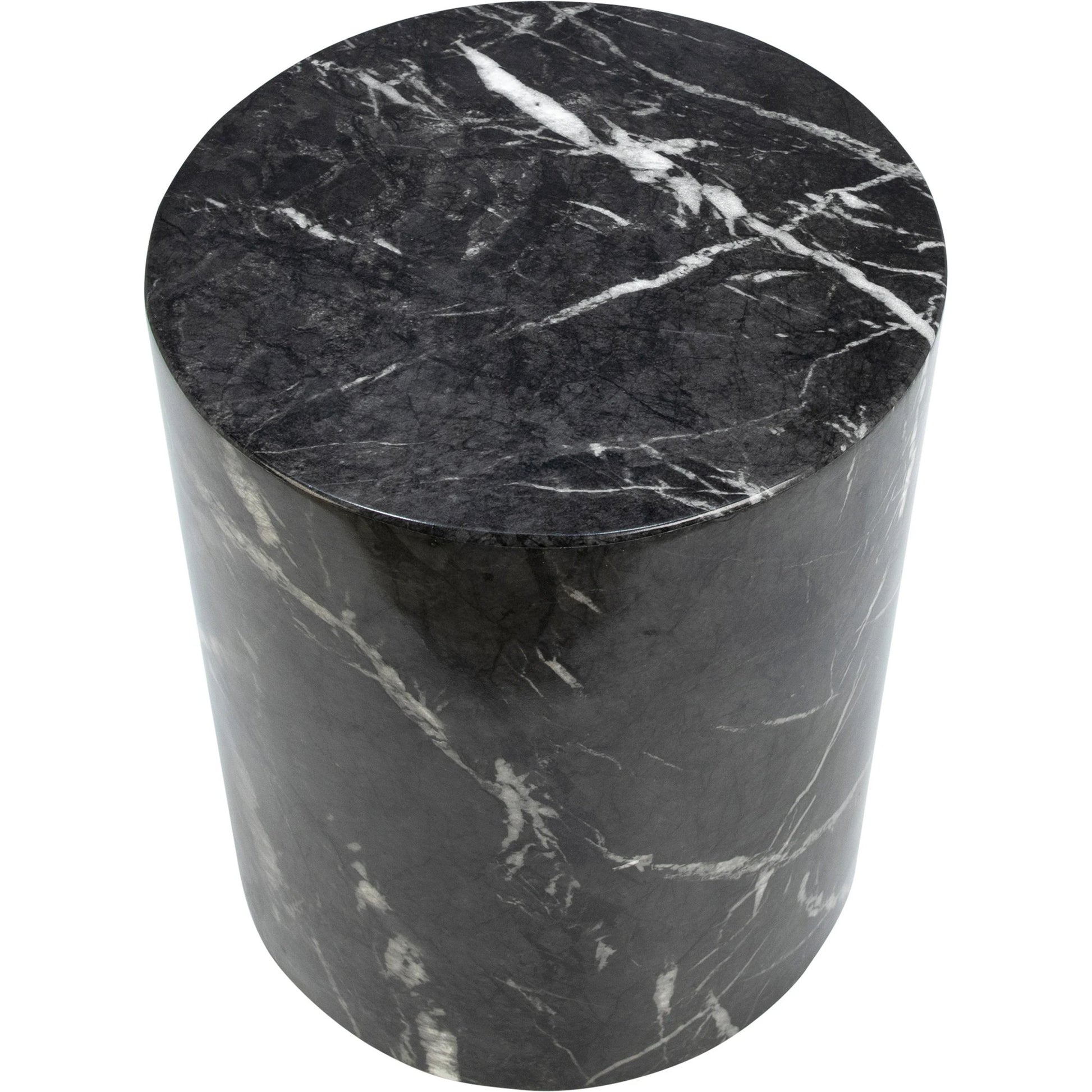 Sully Concrete Side Table by Arch & Plane in black and black marble water-transfer with white veining. Made from lightweight concrete in a modern style.