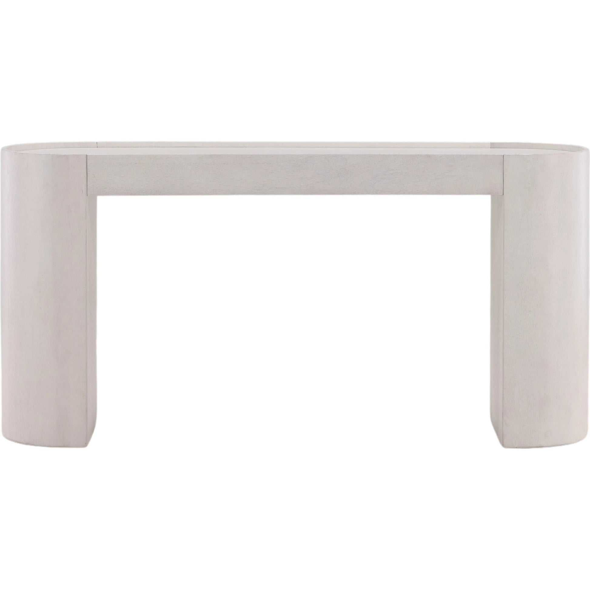 Corden Console Table by Arch & Plane in antique white wash sealed finish. Made from mango wood in a transitional style.