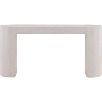 Corden Console Table by Arch & Plane in antique white wash sealed finish. Made from mango wood in a transitional style.