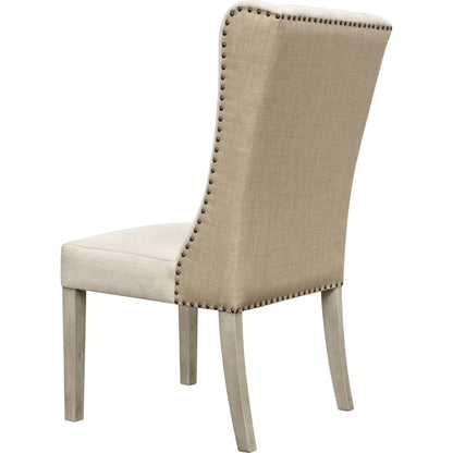 Drucilla Oatmeal Linen and Jute Dining Chair by Arch & Plane in sand beige, medium brown and fabric. Made from linen in a traditional style.