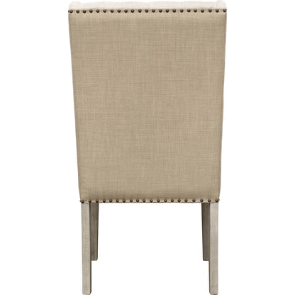 Drucilla Oatmeal Linen and Jute Dining Chair by Arch & Plane in sand beige, medium brown and fabric. Made from linen in a traditional style.