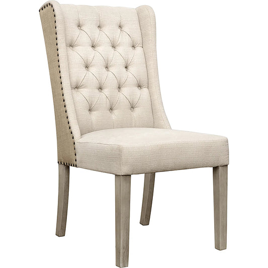 Drucilla Oatmeal Linen and Jute Dining Chair by Arch & Plane in sand beige, medium brown and fabric. Made from linen in a traditional style.