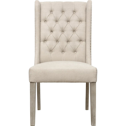 Drucilla Oatmeal Linen and Jute Dining Chair by Arch & Plane in sand beige, medium brown and fabric. Made from linen in a traditional style.