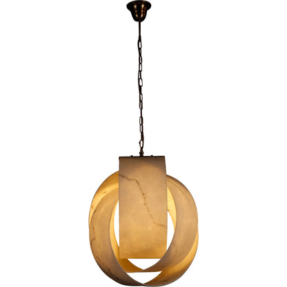 Faye Sculptural Modern Pendant by Arch & Plane in white, grey, gold and white, grey marble accents with an antique brass finish. Made from iron, polyresin in a modern style.