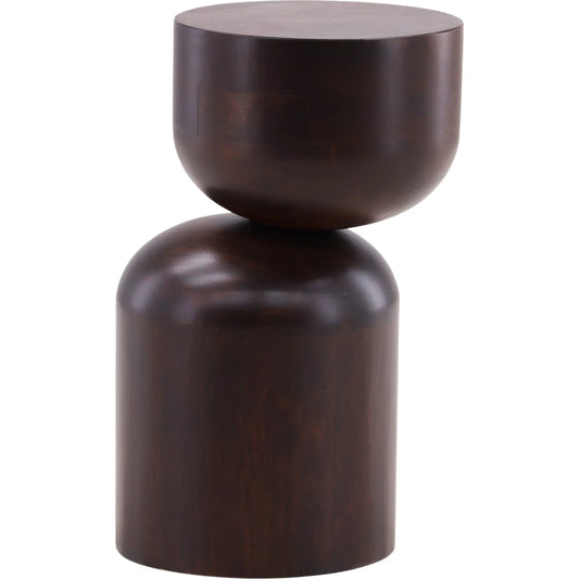 Costello End Table by Arch & Plane in dark brown. Made from mango wood in a unique style.