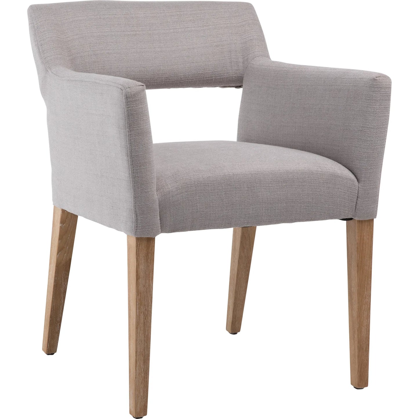 001 SI-1924387 | Primary Silo | Brant Linen Dining Arm Chair by Arch & Plane in light grey, natural medium wood and fabric. Made from linen in a modern style.