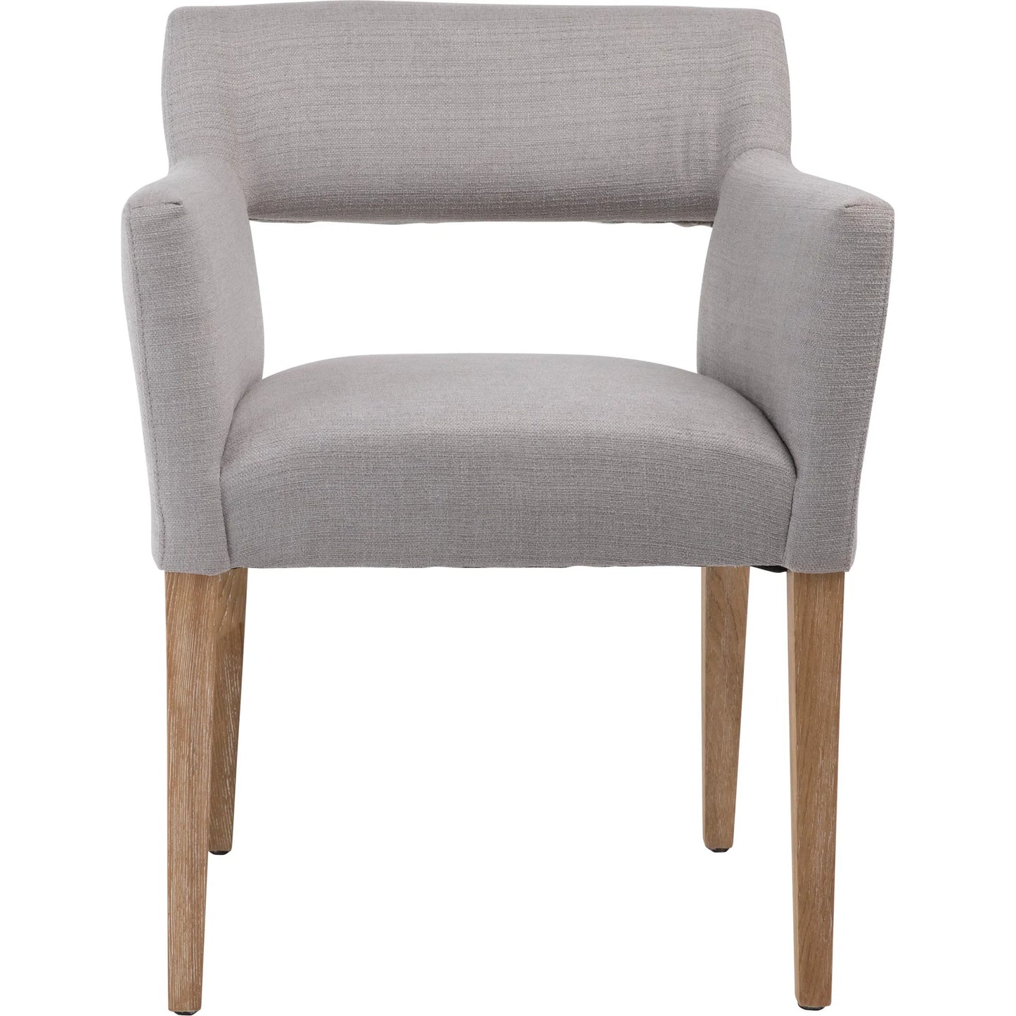 002 SI-1924387 | Additional Silo | Brant Linen Dining Arm Chair by Arch & Plane in light grey, natural medium wood and fabric. Made from linen in a modern style.