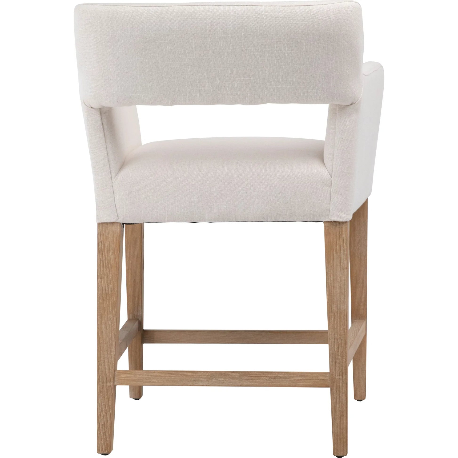 Brant Linen Dining Arm Chair by Arch & Plane in light grey, natural medium wood and fabric. Made from linen in a modern style.