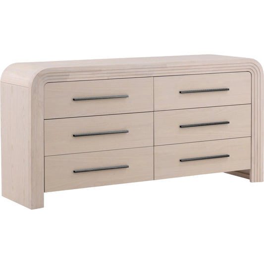 Portland Dresser by Arch & Plane in bleach natural, black handles. Made from rubber wood, oak veneer in a unique style.