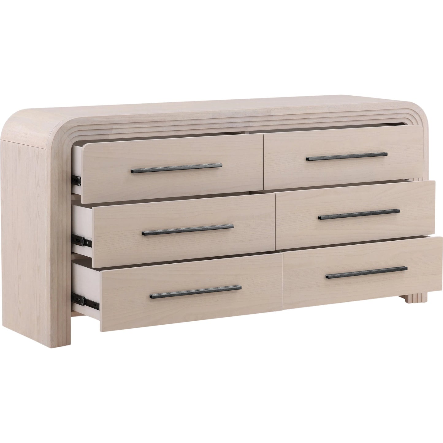 005 SI-2350585 | Additional Silo | Rene Dresser by Arch & Plane in bleach natural, black handles. Made from rubber wood, oak veneer in a transitional style.
