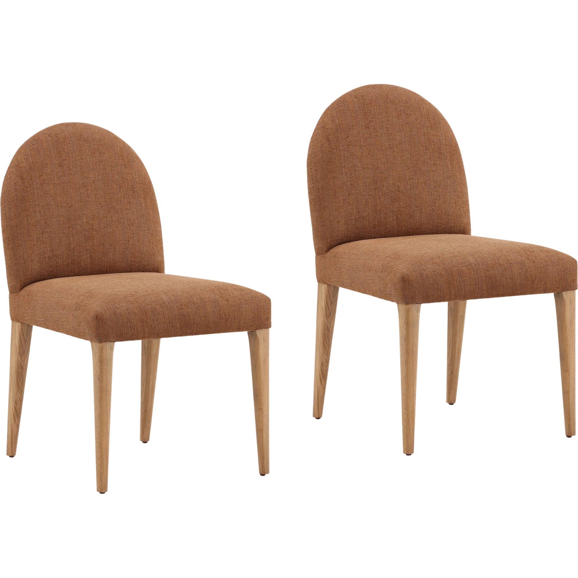 Otho Dining Chair (Set of 2) by Arch & Plane in brown. Made from chenille fabric, solid oak wood in a transitional style.