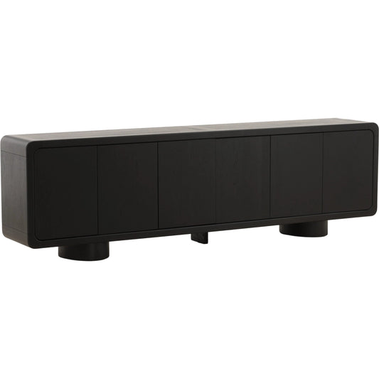 Capella Sideboard by Arch & Plane in black. Made from rubber wood, oak veneer in a unique style.