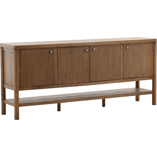 Estrada Sideboard by Arch & Plane in dark brown. Made from rubber wood, oak veneer in a unique style.