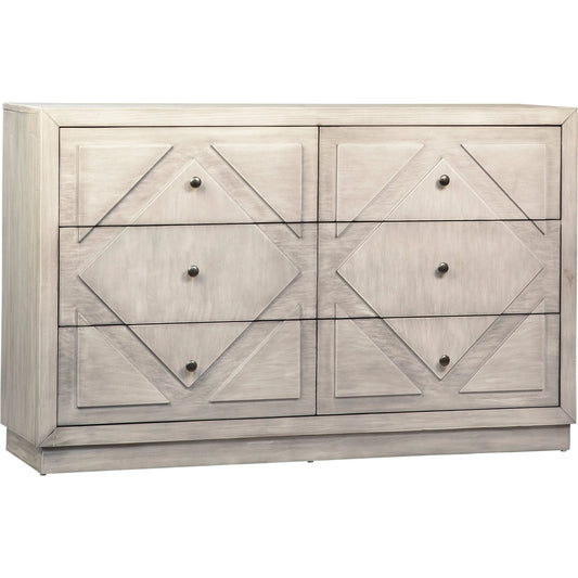 Theia Dresser by Arch & Plane in white, grey and light grey wash finish. Made from pine wood in a modern style.