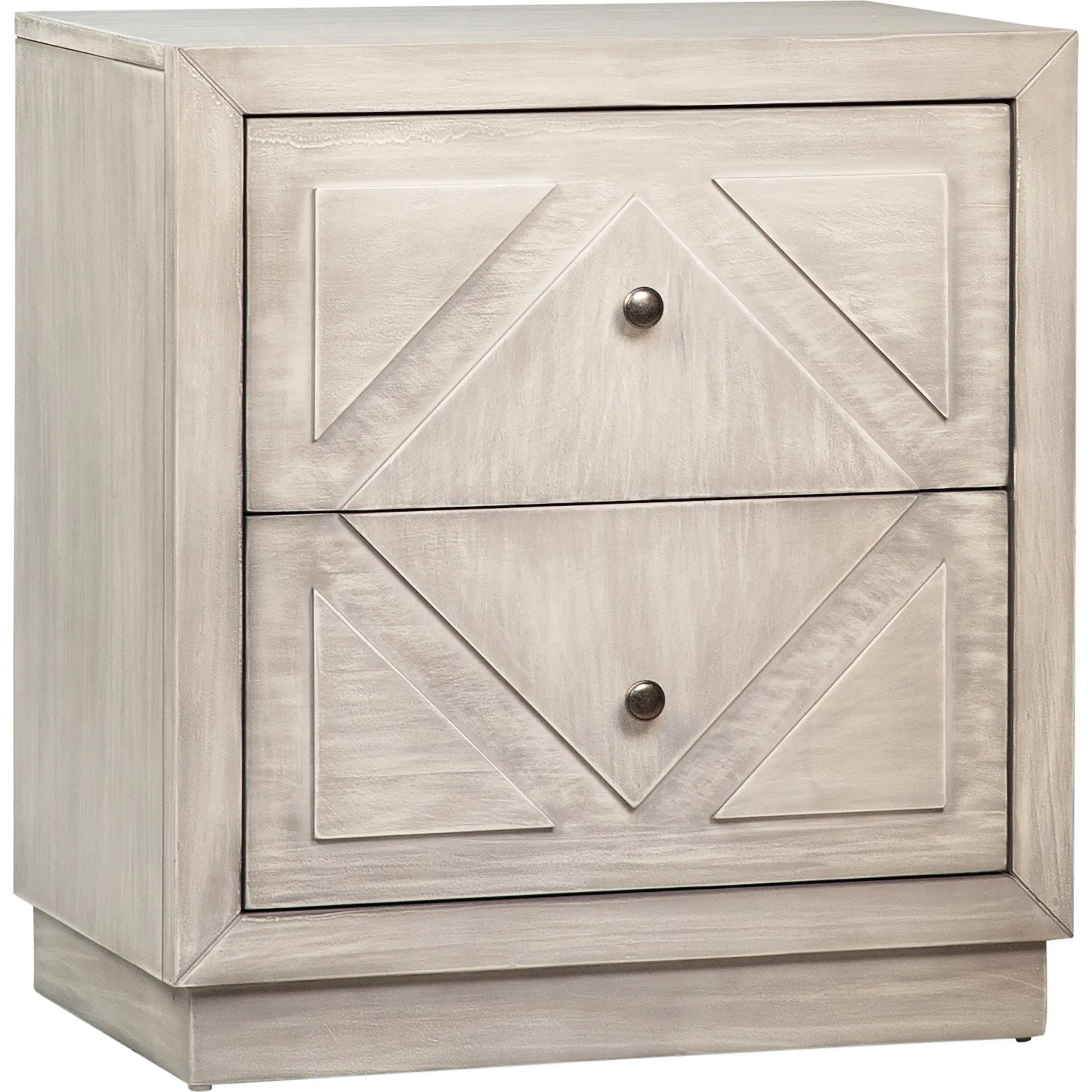 Artemis Light Grey Nightstand by Arch & Plane in white, grey and light grey wash finish. Made from pine wood in a modern style.