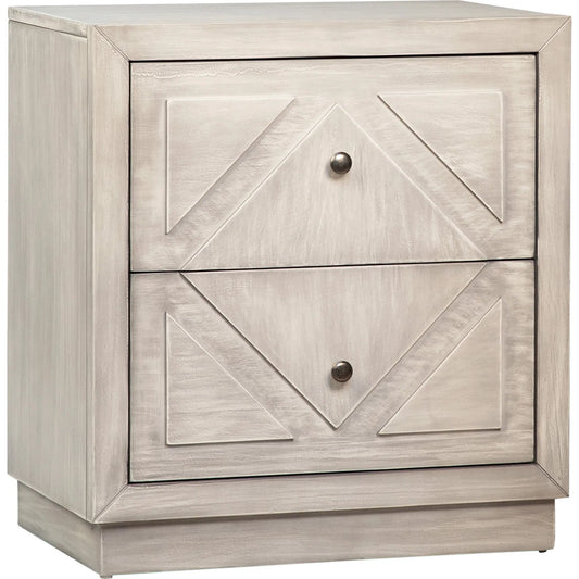 001 SI-2075252 | Primary Silo | Artemis Light Grey Nightstand by Arch & Plane in white, grey and light grey wash finish. Made from pine wood in a modern style.
