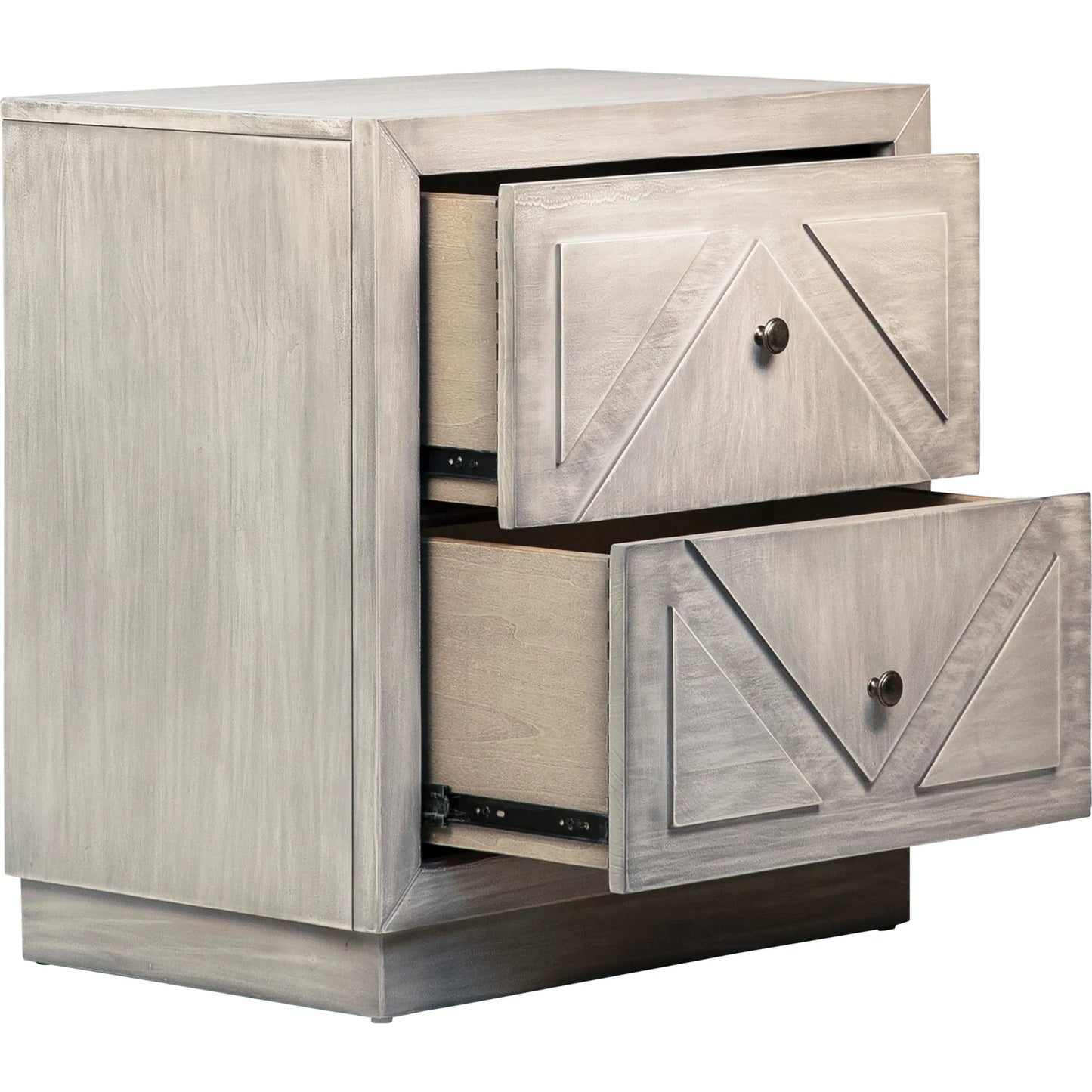 007 SI-2075252 | Unknown | Artemis Light Grey Nightstand by Arch & Plane in white, grey and light grey wash finish. Made from pine wood in a modern style.