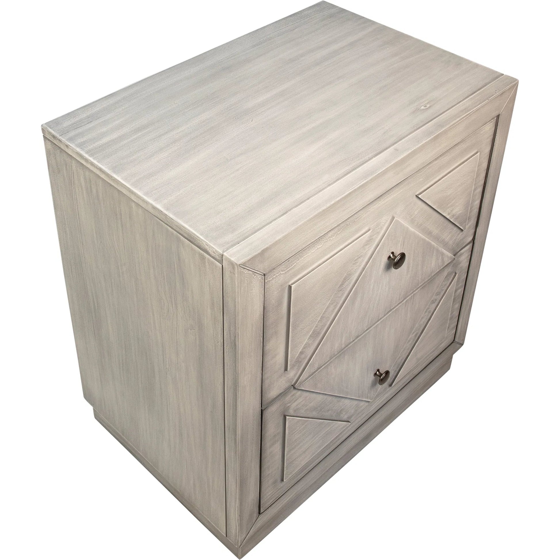Artemis Light Grey Nightstand by Arch & Plane in white, grey and light grey wash finish. Made from pine wood in a modern style.