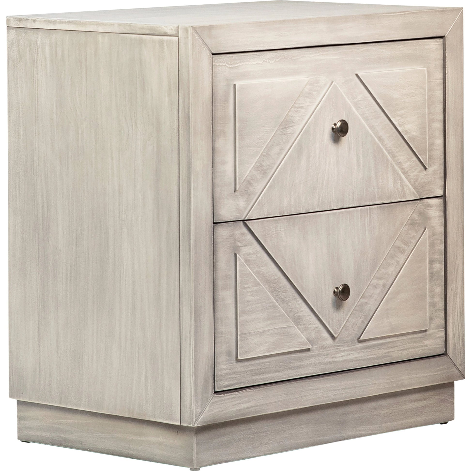 Artemis Light Grey Nightstand by Arch & Plane in white, grey and light grey wash finish. Made from pine wood in a modern style.