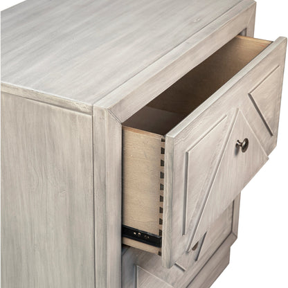 Artemis Light Grey Nightstand by Arch & Plane in white, grey and light grey wash finish. Made from pine wood in a modern style.