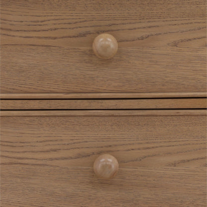 Marcellina Nightstand by Arch & Plane in natural. Made from rubber wood, oak veneer in a transitional style.