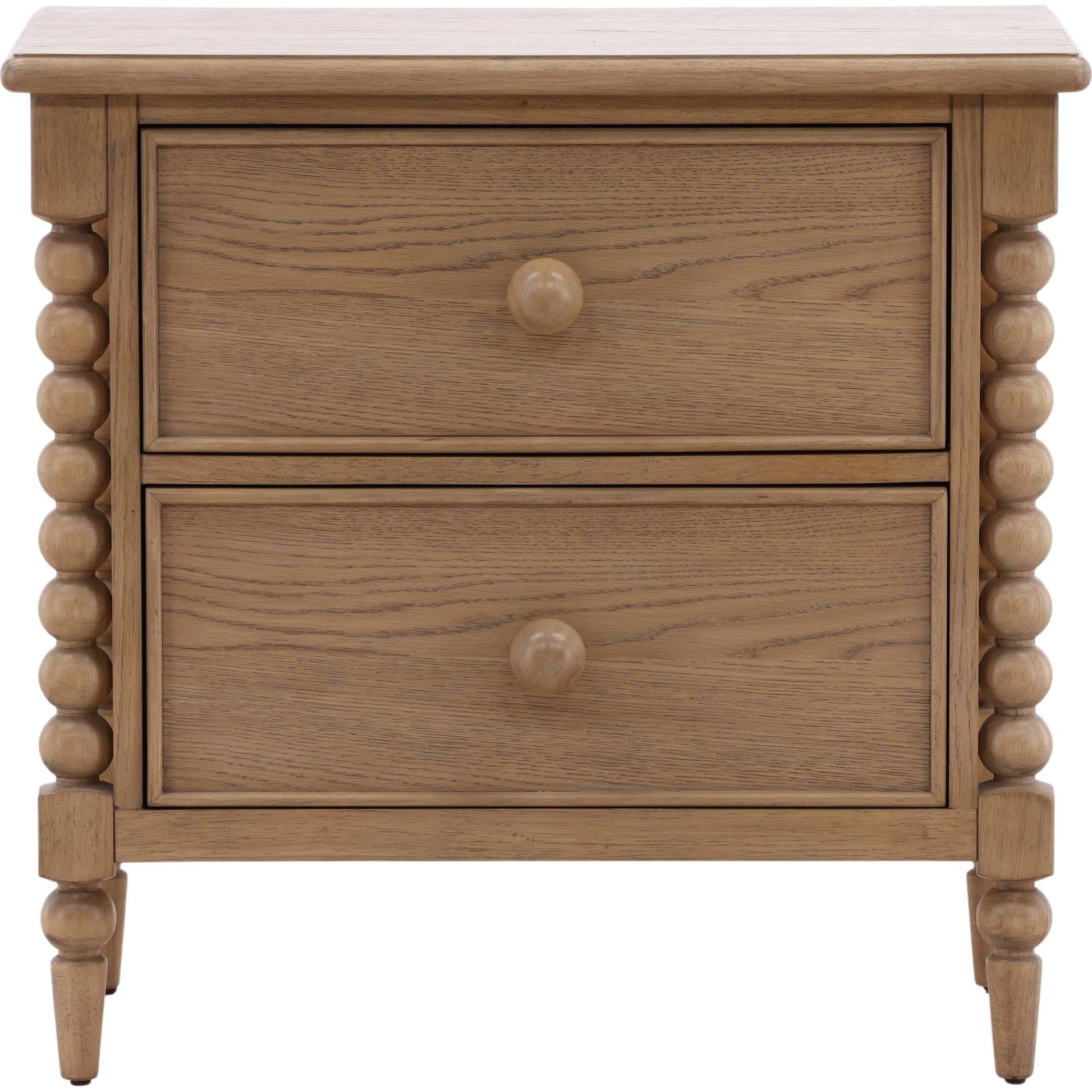 Marcellina Nightstand by Arch & Plane in natural. Made from rubber wood, oak veneer in a transitional style.