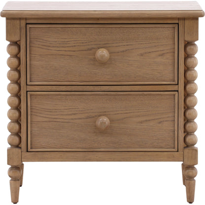Marcellina Nightstand by Arch & Plane in natural. Made from rubber wood, oak veneer in a transitional style.