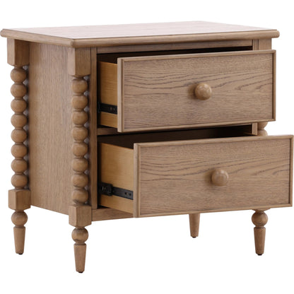 Marcellina Nightstand by Arch & Plane in natural. Made from rubber wood, oak veneer in a transitional style.
