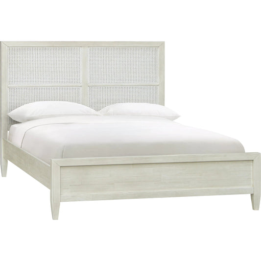Reclaimed Acacia White-Washed Panel Bed by Arch & Plane in white wash. Made from reclaimed acacia in a modern style.