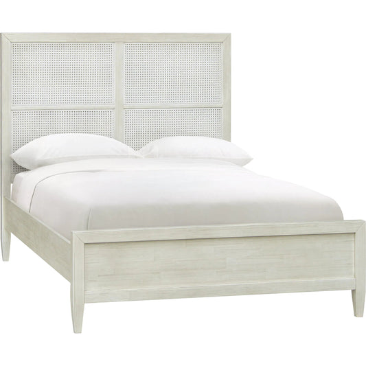Reclaimed Acacia White-Washed Panel Bed by Arch & Plane in white wash. Made from reclaimed acacia in a modern style.