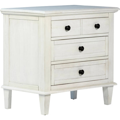 Dontae Reclaimed Acacia White-Washed Nightstand by Arch & Plane in white, black and white wash. Made from relaimed acacia in a modern style.