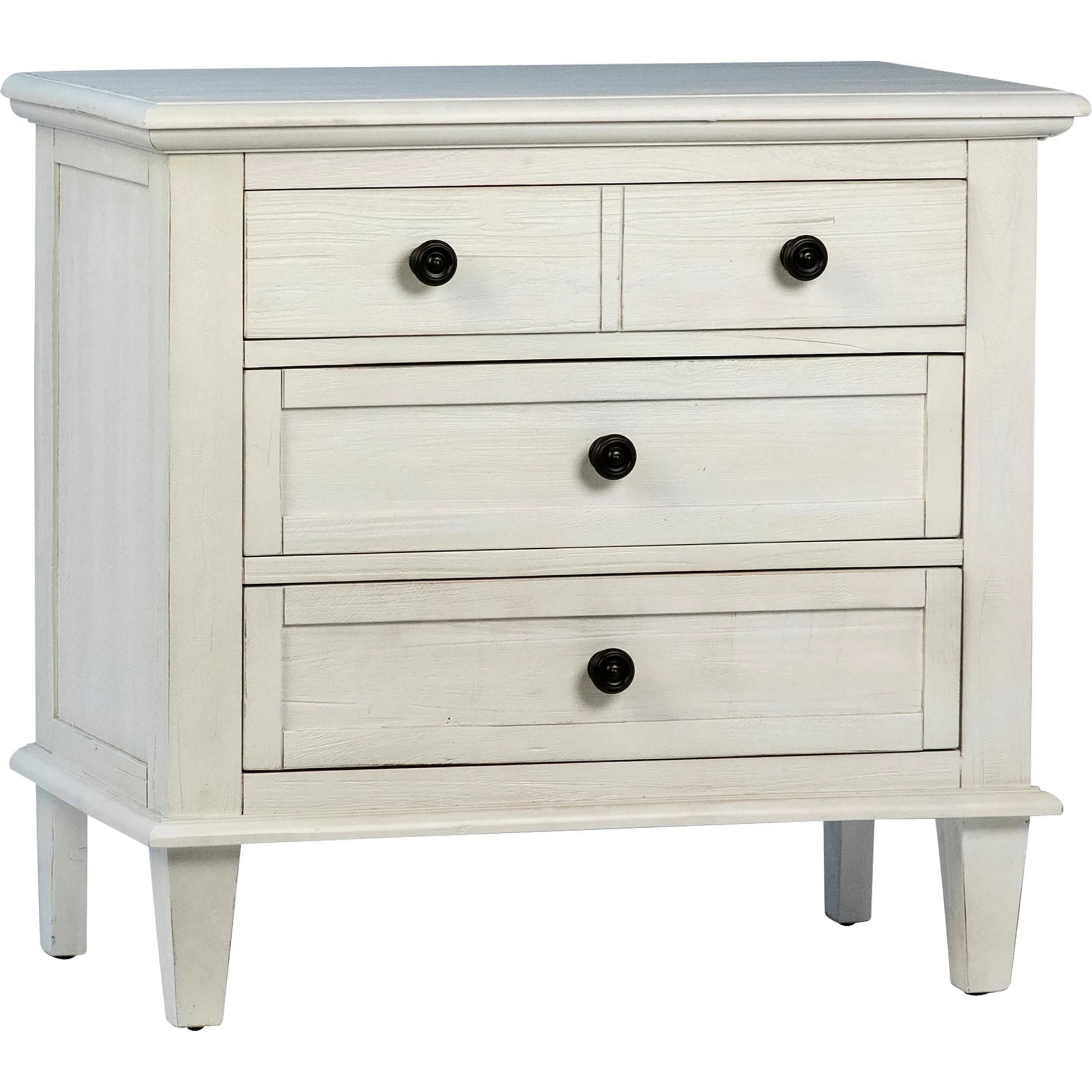 Dontae Reclaimed Acacia White-Washed Nightstand by Arch & Plane in white, black and white wash. Made from relaimed acacia in a modern style.
