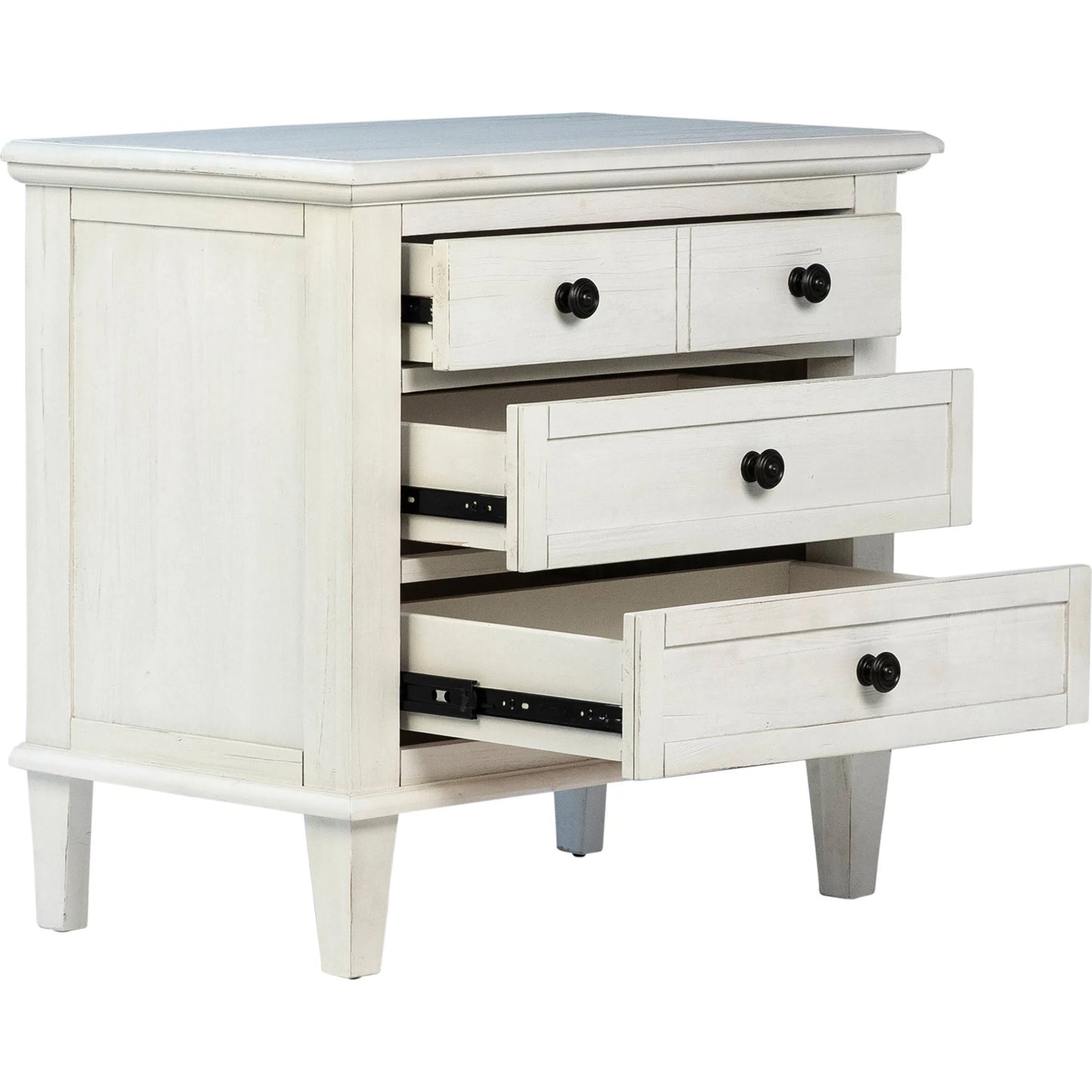006 SI-1924401 | Additional Silo | Dontae Reclaimed Acacia White-Washed Nightstand by Arch & Plane in white, black and white wash. Made from relaimed acacia in a modern style.