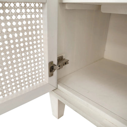 Crissy Sideboard by Arch & Plane in whitewash. Made from acacia wood, cane in a transitional style.