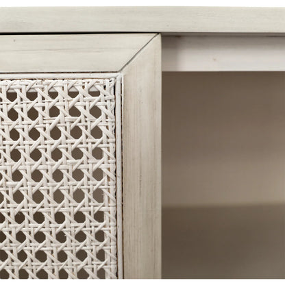 Crissy Sideboard by Arch & Plane in whitewash. Made from acacia wood, cane in a transitional style.