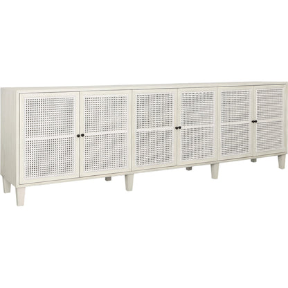 Crissy Sideboard by Arch & Plane in whitewash. Made from acacia wood, cane in a transitional style.