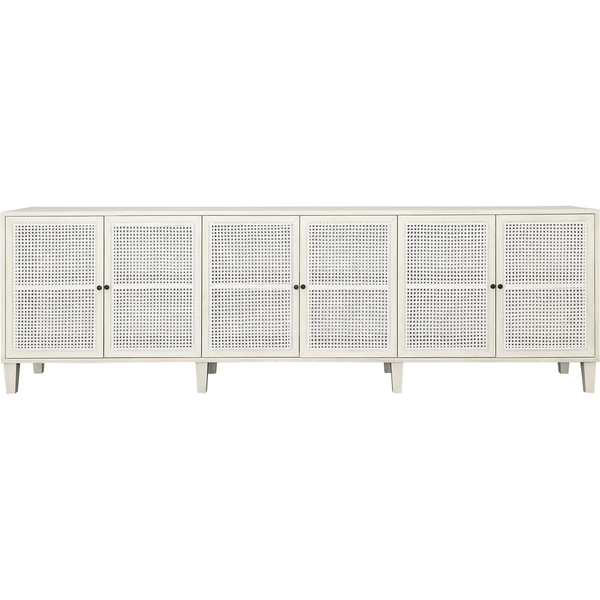 Crissy Sideboard by Arch & Plane in whitewash. Made from acacia wood, cane in a transitional style.