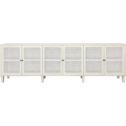 Crissy Sideboard by Arch & Plane in whitewash. Made from acacia wood, cane in a transitional style.