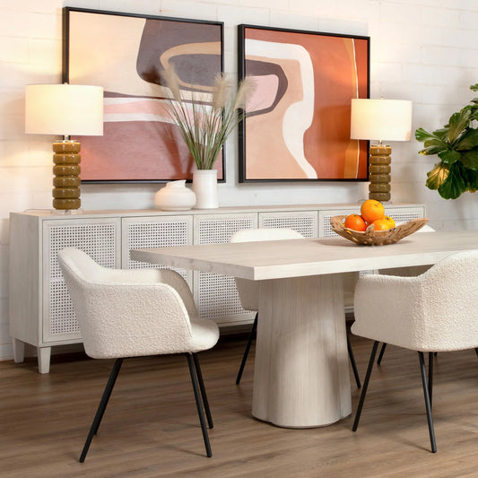 Lugano Sideboard by Arch & Plane in whitewash. Made from acacia wood, cane in a unique style.