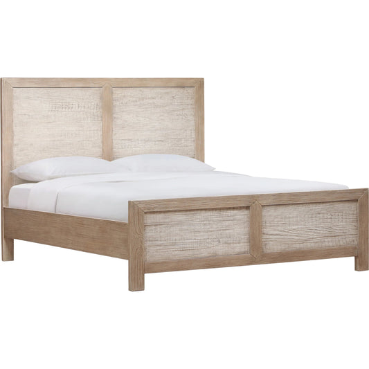 Roux Bed by Arch & Plane in light, grey warm wash finish. Made from solid pine wood, pine veneer in a unique style.