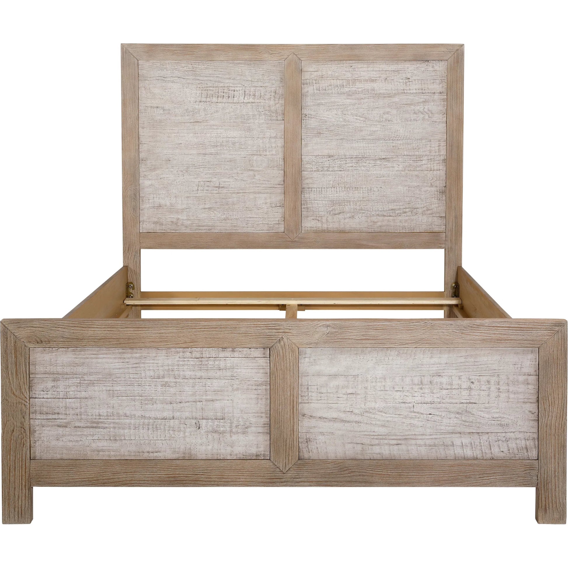Tyrone Bed by Arch & Plane in light, grey warm wash finish. Made from solid pine wood, pine veneer in a transitional style.
