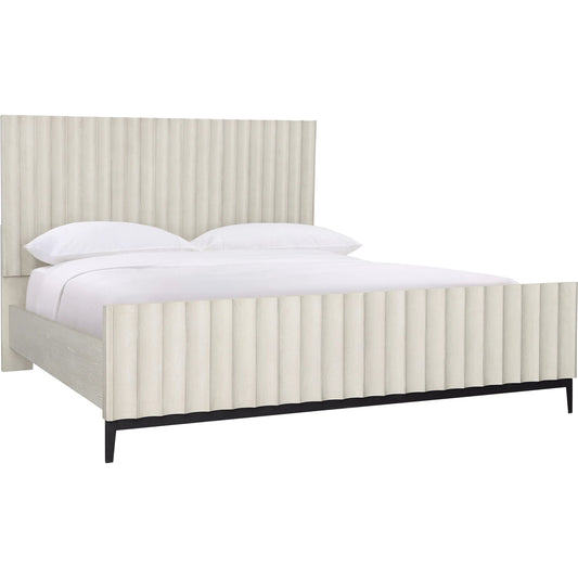 Silvia Bed by Arch & Plane in light grey wash. Made from rubber wood, oak veneer in a unique style.