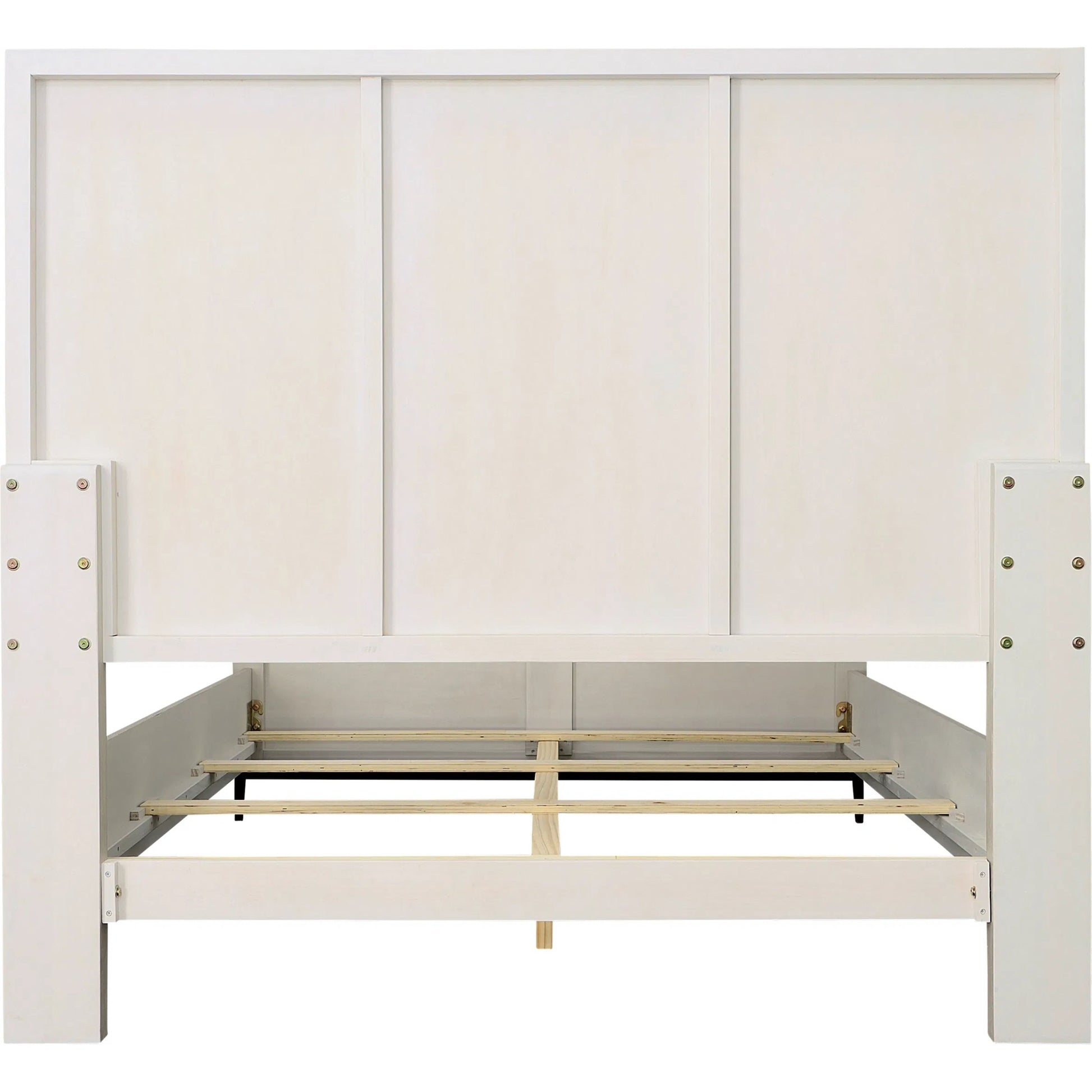 Brooks Bed by Arch & Plane in light grey wash. Made from rubber wood, oak veneer in a transitional style.