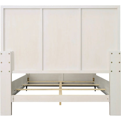Brooks Bed by Arch & Plane in light grey wash. Made from rubber wood, oak veneer in a transitional style.