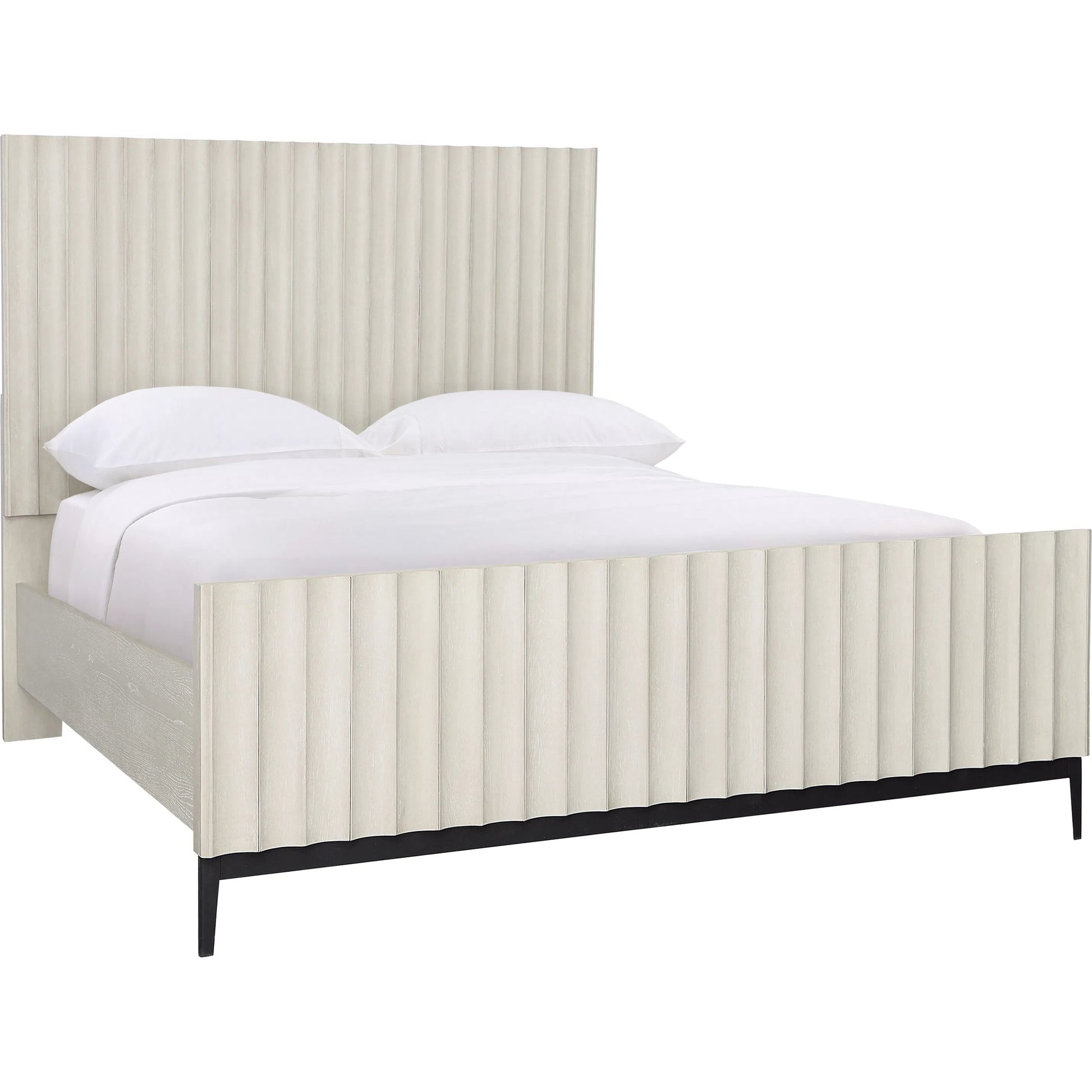 Brooks Bed by Arch & Plane in light grey wash. Made from rubber wood, oak veneer in a transitional style.